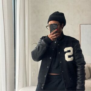 Black Varsity Jacket with cream  Lettering